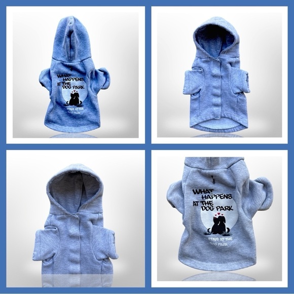 “What Happens At The Dog Park Stays At The Dog Park” Puppy/Small Hoodie. Blue - Picture 7 of 8